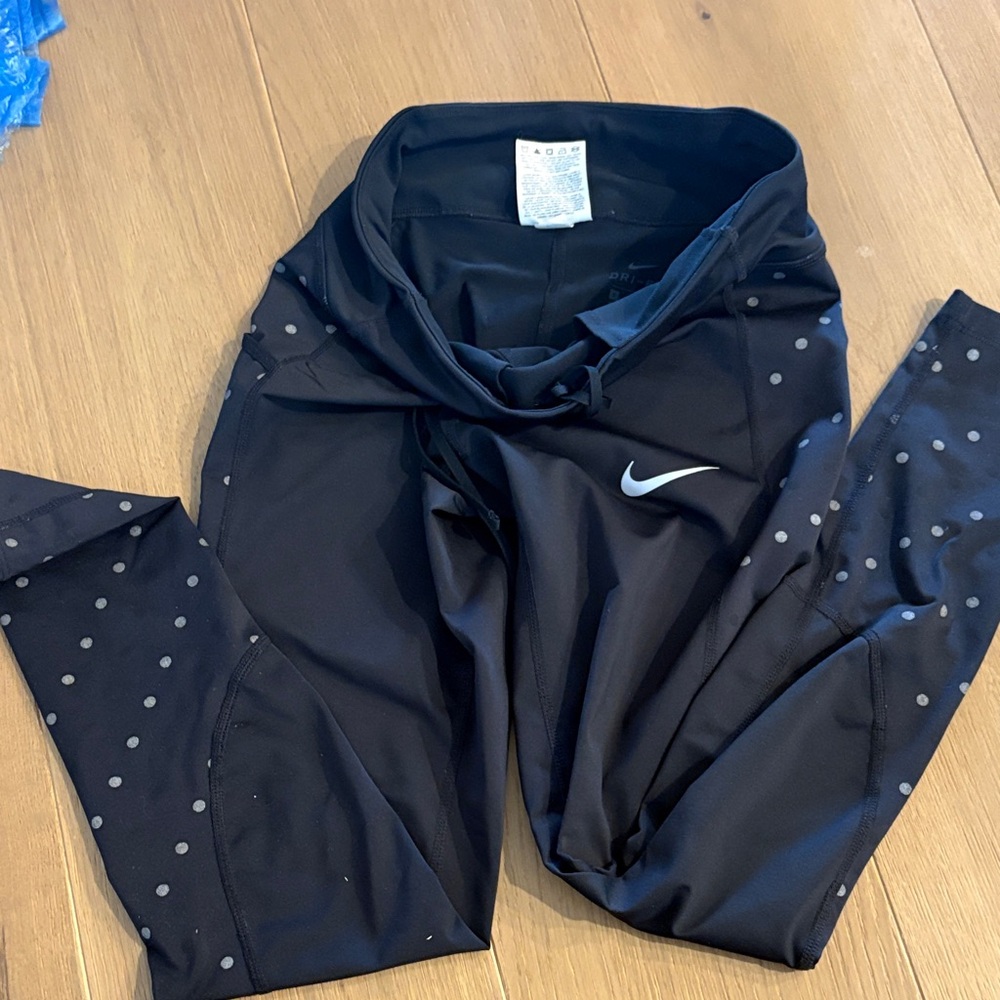 Nike Black Leggings with Gray Dots